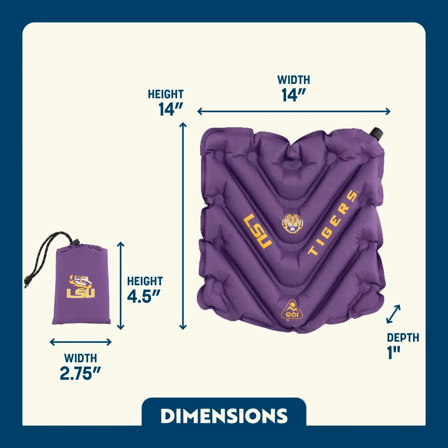 College V Seat™ Inflatable Stadium Cushion - LSU Tigers | JUWP