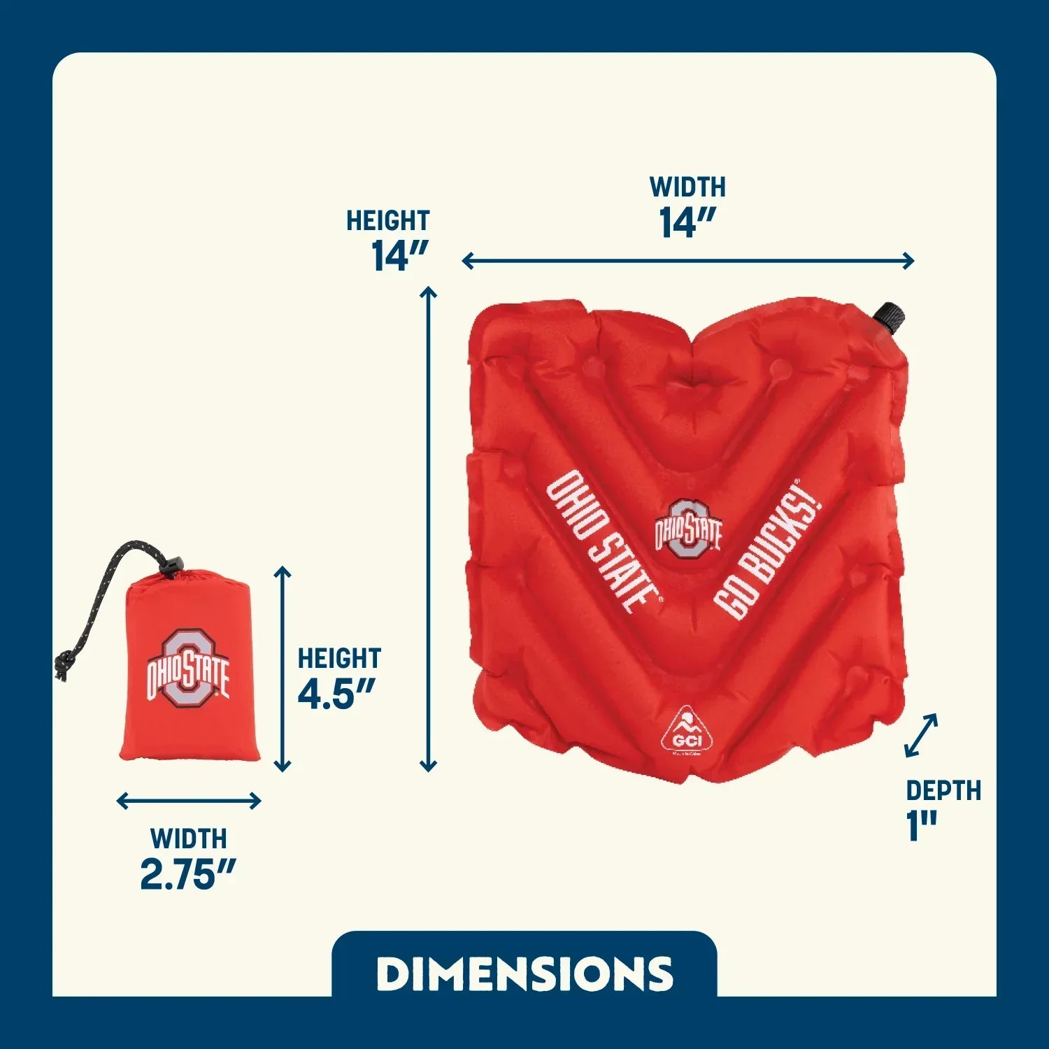 College V Seat™ Inflatable Stadium Cushion - Ohio State Buckeyes | Z11A