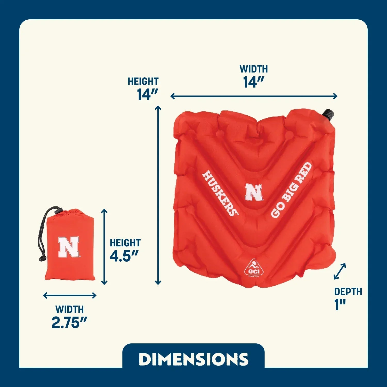 College V Seat™ Inflatable Stadium Cushion - Nebraska Cornhuskers | PHME